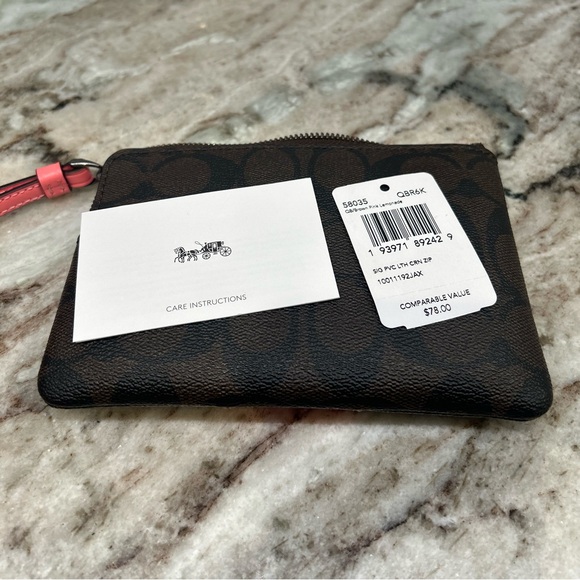Coach Wristlet Signature Brown With Pink Lemonade - Picture 3 of 8